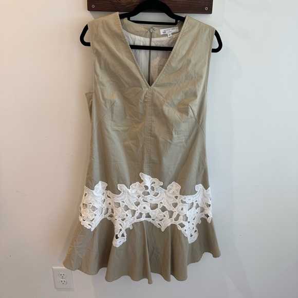 Derek Lam Dresses & Skirts - Derek Lam Collective Khaki Lace Sleeveless V Neck Mini Dress Size‎ 50